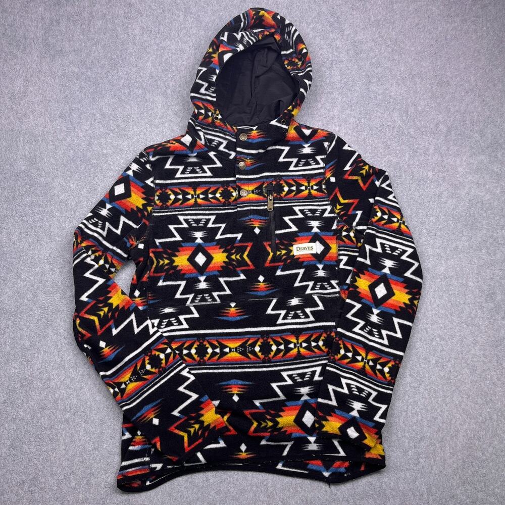 Dravus‎ Pullover Hoodie Aztec Snap Button Medium Southwest